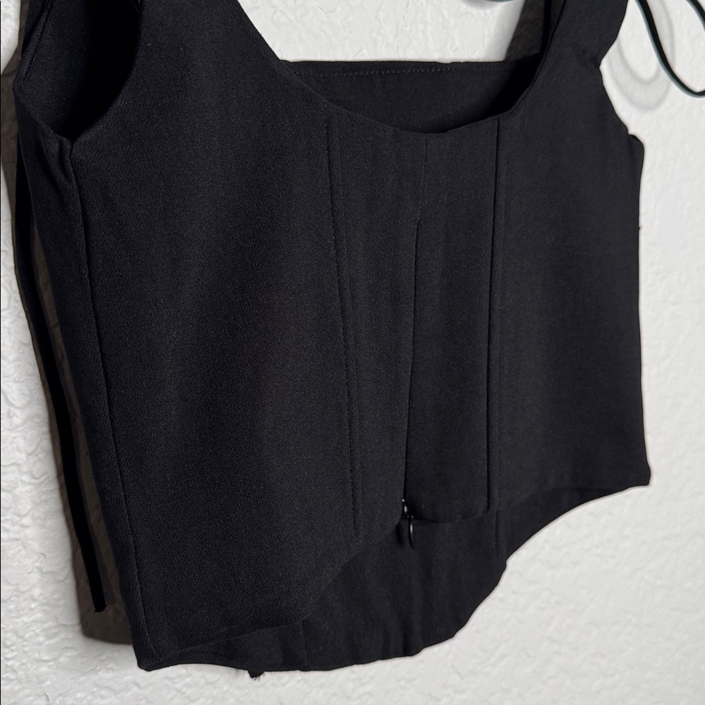 Edikted Genevive Tie Strap Corset Crop Top Size Small Whimsigoth Going Out Black - Picture 7 of 8
